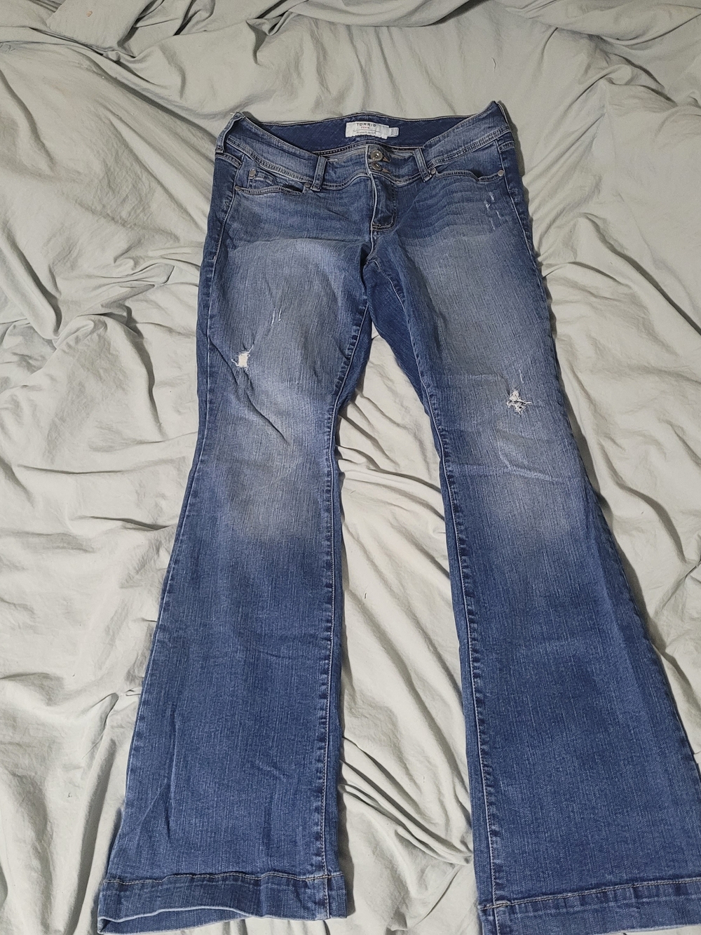 Torrid Mid Blue Flare Jeans with Light Distress 12XT
